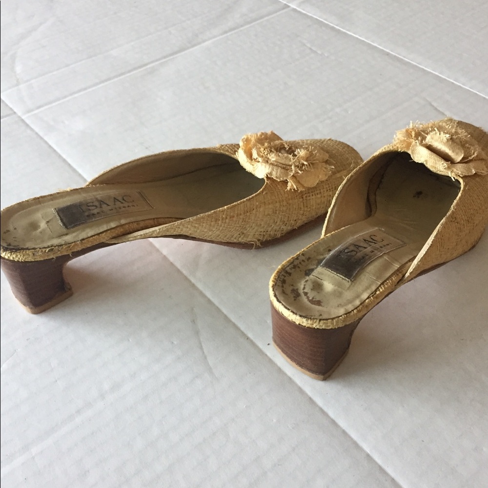 ISAAC MIZRAHI - SAKS FIFTH AVE Raffia Straw Mules - - Picture 2 of 8